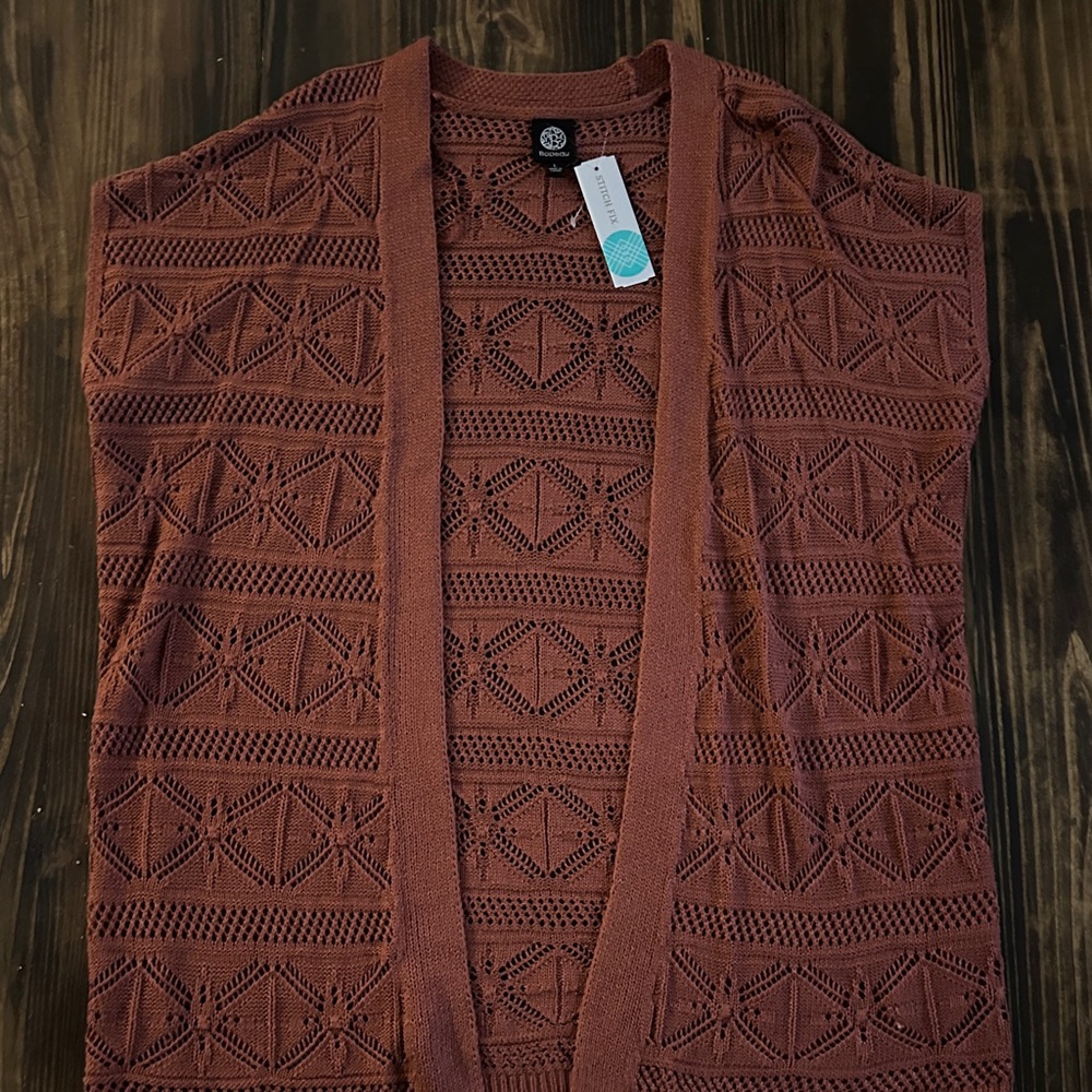 bobeau Open Front Knit Cardigan in Rust